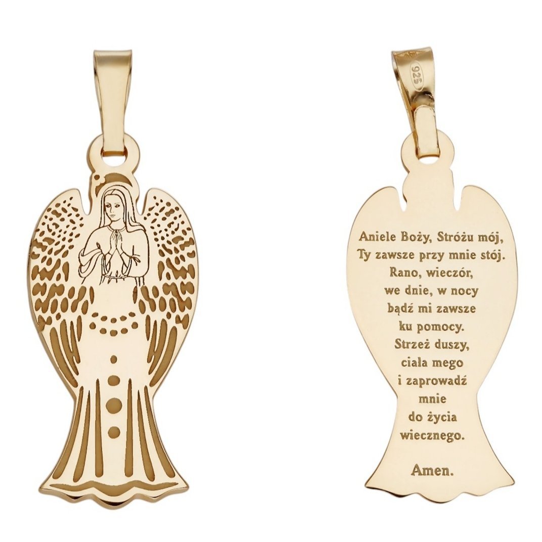 Medalik srebrny Ag 925 pozłacany Anioł Opiekun MDC059G