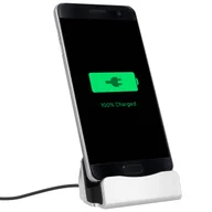 Ładowarki do telefonów - Złącze Micro USB do ładowania i synchronizacji stacji dokującej do smartfona — srebrne - miniaturka - grafika 1