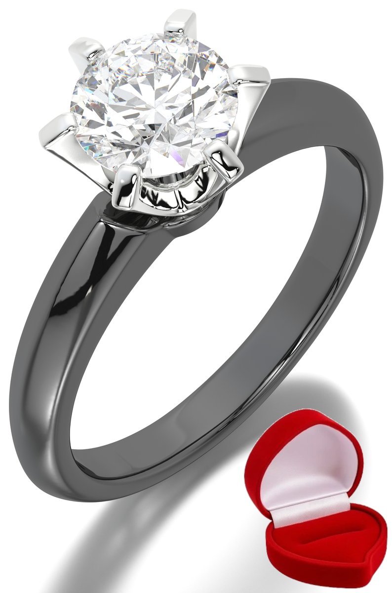 ZŁOTY PIERŚCIONEK ZARĘCZYNOWY 585 14k BRYLANT LAB 1 ct CZARNE ZŁOTO R10