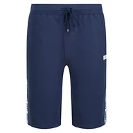 Spodenki damskie - DKNY Męskie szorty wypoczynkowe z markową taśmą i końcówkami sznurka w kolorze granatowym-100% bawełny, granatowe, duże, granatowy, L - miniaturka - grafika 1