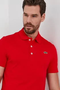 Koszulki męskie - Lacoste polo bawełniane YH4801 kolor czerwony gładki - grafika 1