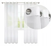 Firany - FIRANA GOTOWA BIAŁA NA PRZELOTKACH FIRANKA BALKONOWA WOAL 145x230 cm - miniaturka - grafika 1