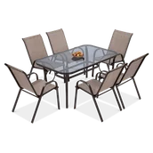Meble ogrodowe - Focus Garden Meble ogrodowe BOLOGNA 6 krzeseł brąz - miniaturka - grafika 1
