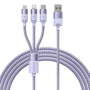 Kabel USB 3w1 Baseus StarSpeed, USB-C + micro USB + Lightning, 3,5A, 1.2m (fioletowy) - Kable USB - miniaturka - grafika 1