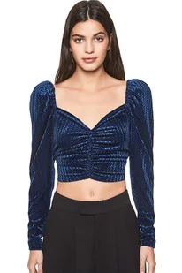 Bluzka Pepe Jeans Dua Lipa Jara Velvet Crop Top-L - Bluzki damskie - miniaturka - grafika 1