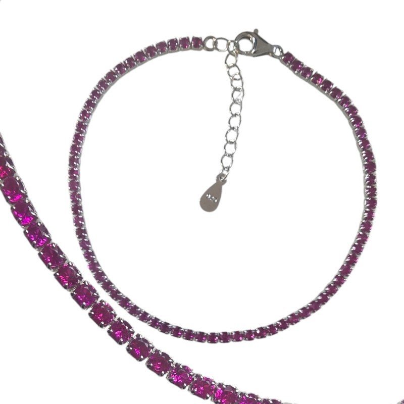 ankabizuteria.pl Bransoletka srebrna TENIS z amarantowymi cyrkoniami