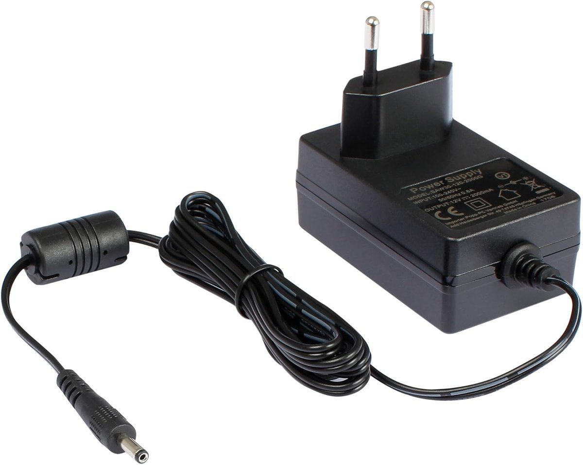 Poppstar zasilacz AC DC, zasilacz sieciowy 12V 2A (2000mA, 3,5/1,35mm) adapter prądu do obudowy dysków zewnętrznych, stacji dokujących itp., 150cm