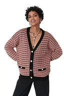 Swetry damskie - Trendyol Damski standardowy standardowy kardigan z dzianiny z dekoltem w serek, różowy, S - miniaturka - grafika 1