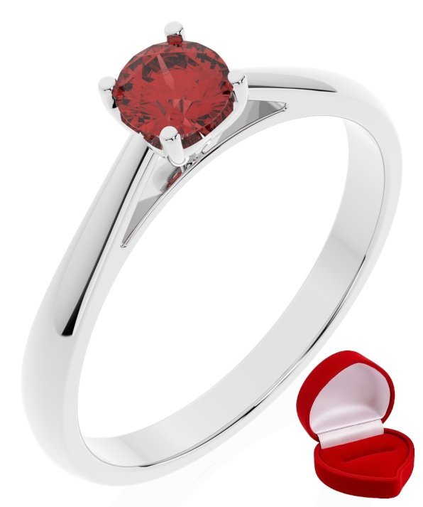 ZŁOTY PIERŚCIONEK ZARĘCZYNOWY 585 14k RUBIN 0,30 ct BIAŁE ZŁOTO R15