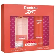 Zestawy perfum damskich - Reebok Move Your Spirit Women zestaw woda toaletowa spray 100ml + dezodorant spray 150ml - miniaturka - grafika 1