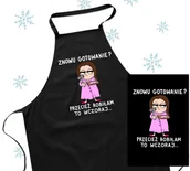 Fartuchy i rękawice kuchenne - ŚMIESZNY FARTUCH NA PREZENT znowu gotowanie brunetka - miniaturka - grafika 1