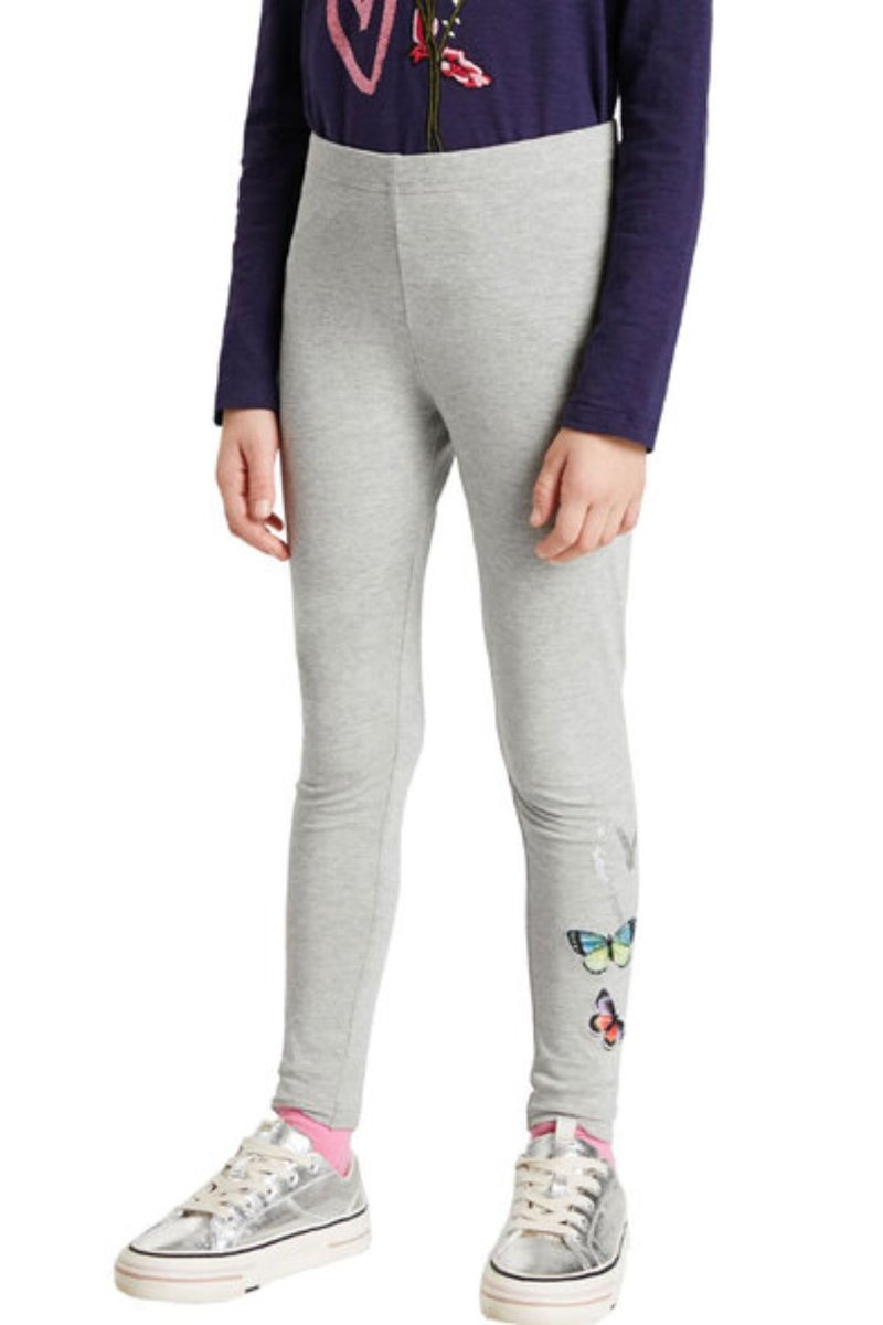 Legginsy dziewczęce Desigual Teo szare w motylki -158