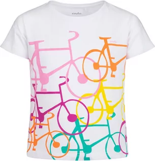 Bluzki dla dziewczynek - T-shirt z krótkim rękawem dla dziewczynki, z rowerami, biały 9-13 lat - grafika 1