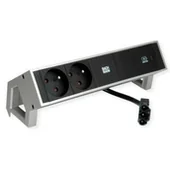 Gniazdka elektryczne - BACHMANN DESK2 2xUTE 1xUSB C 60W 0.2m GST18 INOX - miniaturka - grafika 1