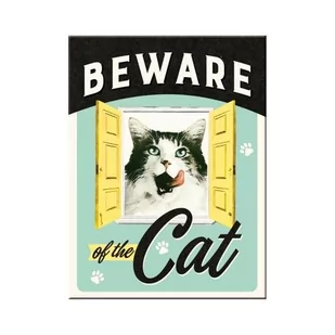 Art Nostalgic 14354 Animal Club beware of the Cat, magnes, 8 x 6 cm 14354 - Dekoracje domu - miniaturka - grafika 1