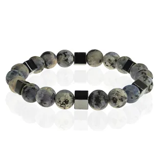 Bransoletka szara koraliki agat EM 7 - EM Men's Accessories - Bransolety męskie - miniaturka - grafika 1