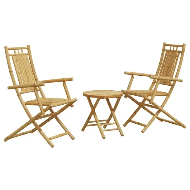 Zestaw Mebli Bistro z Bambusa: Stół (45x45 cm) i 2 Krzesła (53x66x99 cm)