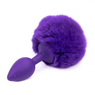 Korki analne - AfterDark Butt Plug with Pompon Purple/Purple Size S - grafika 1