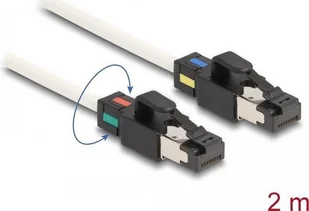 Kabel sieciowy Delock RJ45 męski-męski Cat.6A S/FTP z obrotowym kodowaniem kolorystycznym 2 m biały (80170) - Kable miedziane - miniaturka - grafika 1