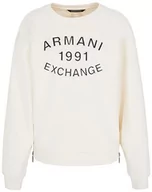 Bluzy damskie - Armani Exchange Damska bluza z długim rękawem, Comfy Fit, zamek błyskawiczny z boku, biały, XL - miniaturka - grafika 1