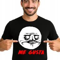 Koszulki męskie - ŚMIESZNA KOSZULKA MĘSKA MEMY ME GUSTA MEM JAKOŚĆ PREMIUM L 3530 CZARNA - miniaturka - grafika 1