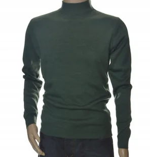 Sweter męski ze stójką z półgolfem półgolf z wełny wełniany M khaki 1701 - Swetry męskie - miniaturka - grafika 1