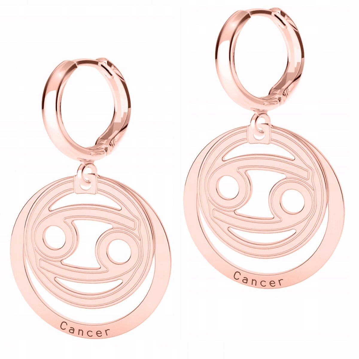 Kolczyki Pozłacane Znak Zodiaku Rak ze Znakiem Raka Cancer SREBRO 925