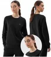 Bluzy damskie - BLUZA damska 4F dresowa bez kaptura CREWNECK bawełniania sportowa czarna XS - miniaturka - grafika 1