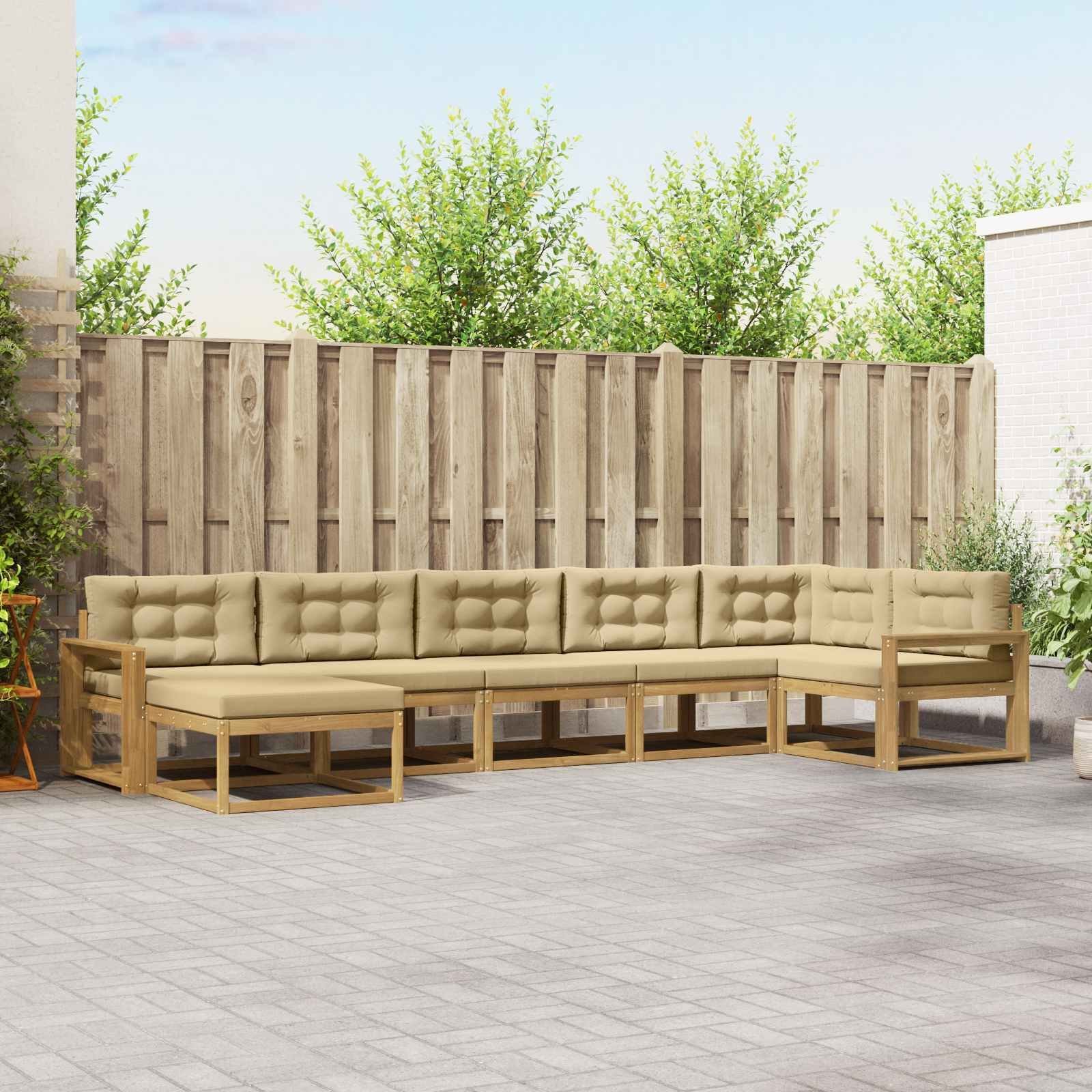 vidaXL Zestaw sof na zewnątrz z poduszką 7 pcs Biały i Beżowy