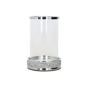 Świeczniki - Lampion szklany glamour z cyrkoniami 14 x 14 x 21 cm srebrny - miniaturka - grafika 1