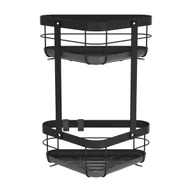 Półki łazienkowe - Pólka łazienkowa narożna na kabinę 2 poziomy Remix czarna Sensea - miniaturka - grafika 1