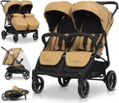 Wózki dziecięce - WÓZEK BLIŹNIACZY LUB ROK PO ROKU EUROCART DOBLO DLA BLIŹNIĄT DO 46KG FOLIA CAMEL - miniaturka - grafika 1