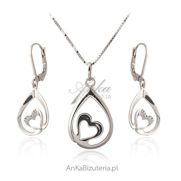 ankabizuteria.pl Komplet biżuteria srebrna z serduszkiem
