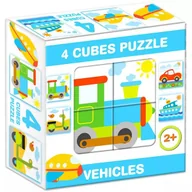 Układanki dla dzieci - Puzzle do mieszania z kostkami, 4 częsci - Pojazdy - miniaturka - grafika 1