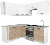 Meble kuchenne - Narożne meble do kuchni dąb sonoma + biały - Voku - miniaturka - grafika 1