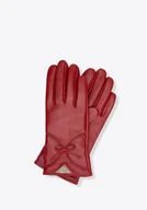 Rękawiczki - Damskie rękawiczki z naturalnej skóry owczej ocieplane czerwone - miniaturka - grafika 1