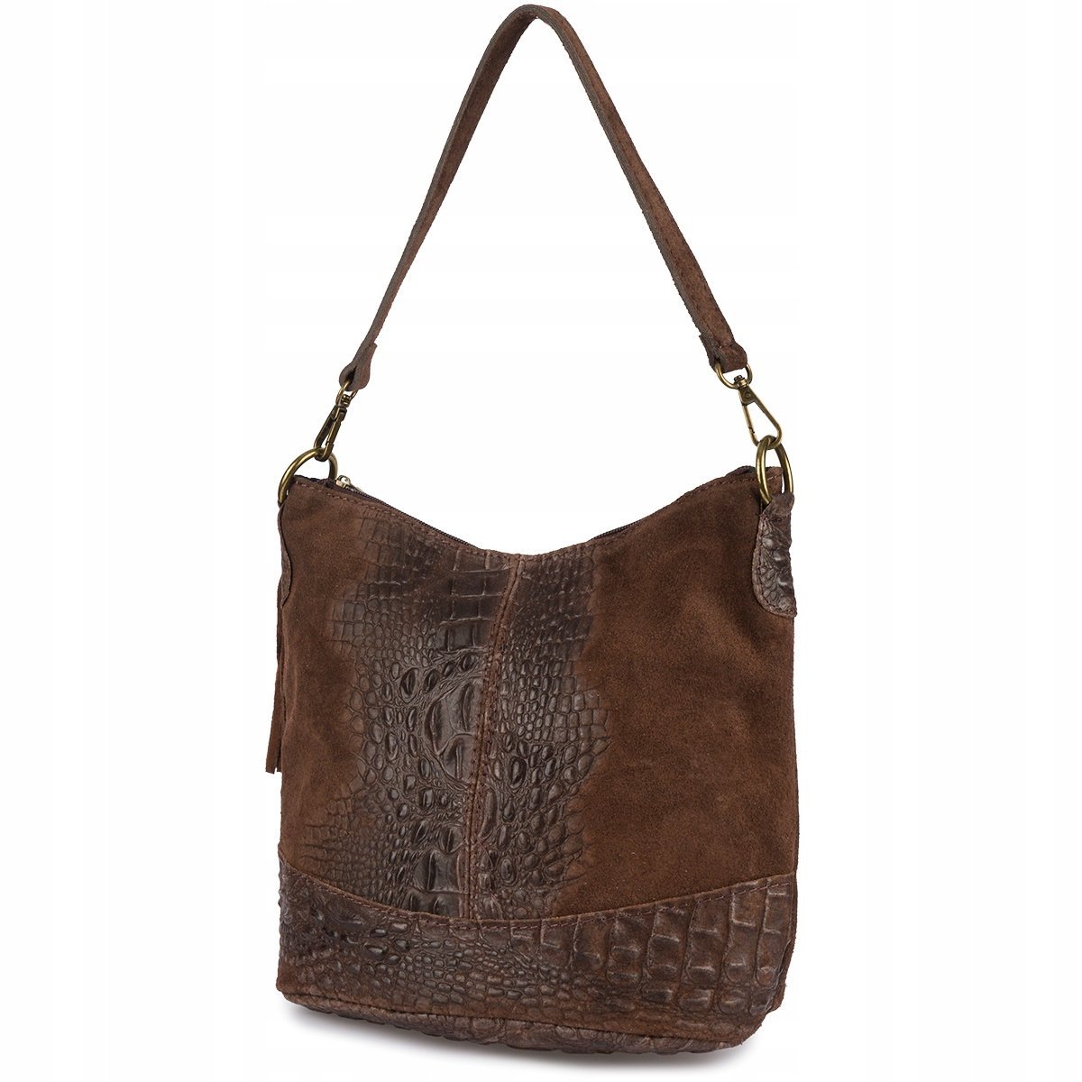 Torebka skórzana zamszowa CROCO skóra naturalna listonoszka na ramię