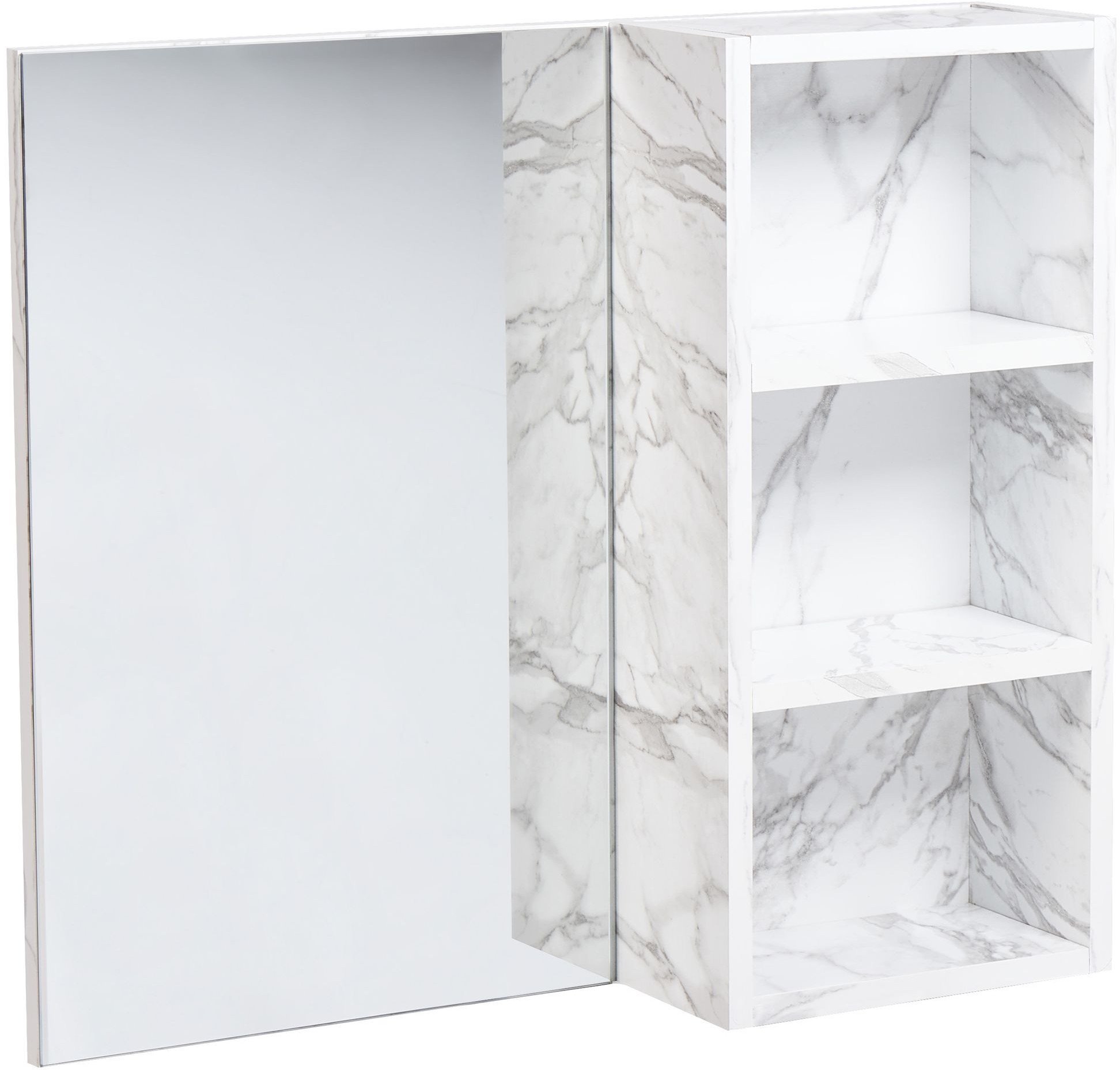 Szafka wisząca łazienkowa z lustrem JOINVILLE 60 cm 54 cm Biały marmur