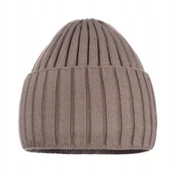 Czapki damskie - Ciepła Klasyczna Wywijana Czapka Zimowa Na Zimę Unisex Podwójna Beżowa - miniaturka - grafika 1