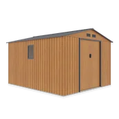 Altany ogrodowe - Domek narzędziowy HUDSON 277x319cm Oak Grey, metalowy, z podwójnymi drzwiami, wentylowany, schowek na narzędzia i sprzęt ogrodowy Hardmaister - miniaturka - grafika 1