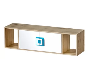 Półka wisząca CAMBI biały/jasny dąb/turkusowy / 120x33x31 cm - Półki do salonu - miniaturka - grafika 1