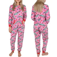 Piżamy damskie - Przyjaciele Różowa, JEDNOCZĘŚCIOWA, damska piżama, POLAROWY kombinezon z kieszeniami, CIEPŁY XS - miniaturka - grafika 1