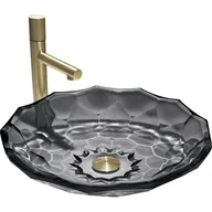 Umywalki - Mexen Inga szklana umywalka nablatowa 44 x 44 cm, czarna - 24074470 - miniaturka - grafika 1