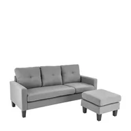 Sofy i kanapy - Sofa z Podnóżkiem Gerson Popielaty Halmar - miniaturka - grafika 1