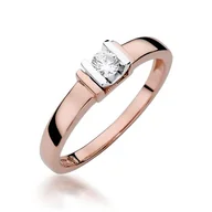 Pierścionki - Złoty pierścionek Diament 0,10ct różowe złoto pr. 585 - miniaturka - grafika 1
