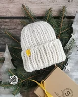 Czapki damskie - Biała czapka wełna 100% WOOLY złamana biel - miniaturka - grafika 1