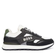 Buty dla chłopców - Sneakersy BOSS J52560 S Czarny - miniaturka - grafika 1