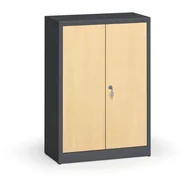 Szafy biurowe - ALFA 3 Szafy spawane z laminowanymi drzwiami, 1150 x 800 x 400 mm, RAL 7016/brzoza 1261204 - miniaturka - grafika 1