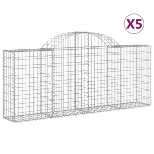 vidaXL Kosze gabionowe, 5 szt, 200x30x80/100 cm, galwanizowane żelazo - Ogrodzenia - miniaturka - grafika 3