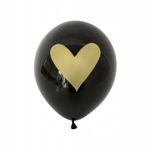 BALONY CZARNE ZE ZŁOTYM SERCEM 5 SZTUK URODZINY ROCZEK DEKORACJA - Baby shower i roczek - miniaturka - grafika 1